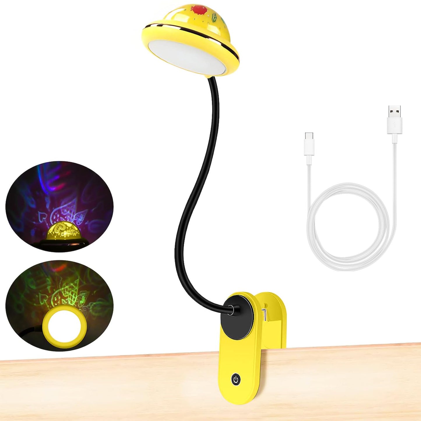 GOYOJO LED Folding Book Light, 2W Dimmable, USB Rechargeable, Touch Control, Cool White, Yellow