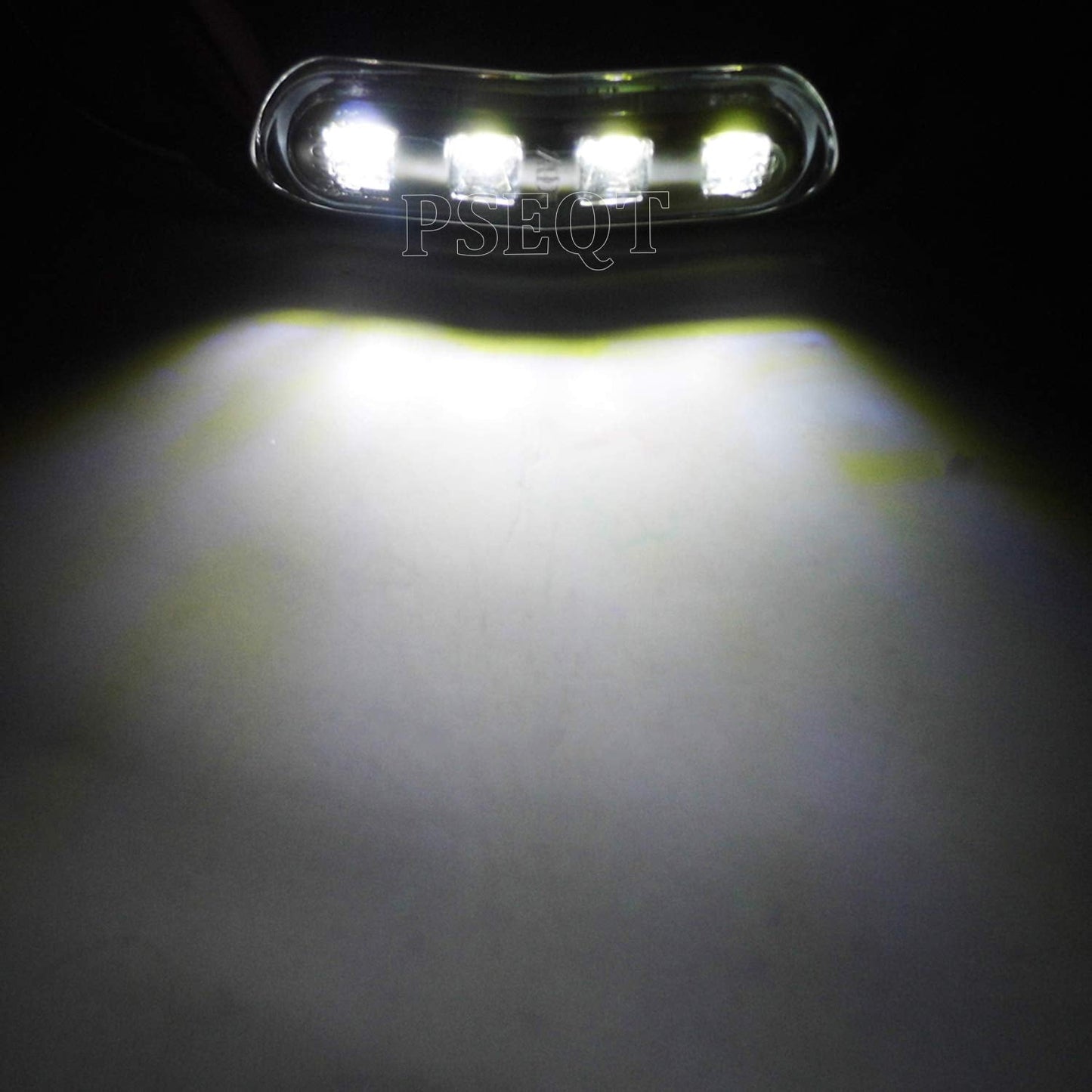 PSEQT Marine LED Lights - Waterproof Interior Deck Light, 3.8in x 1.29in, Polycarbonate, Chrome Bezel, White, Model PSEQTSF003W,