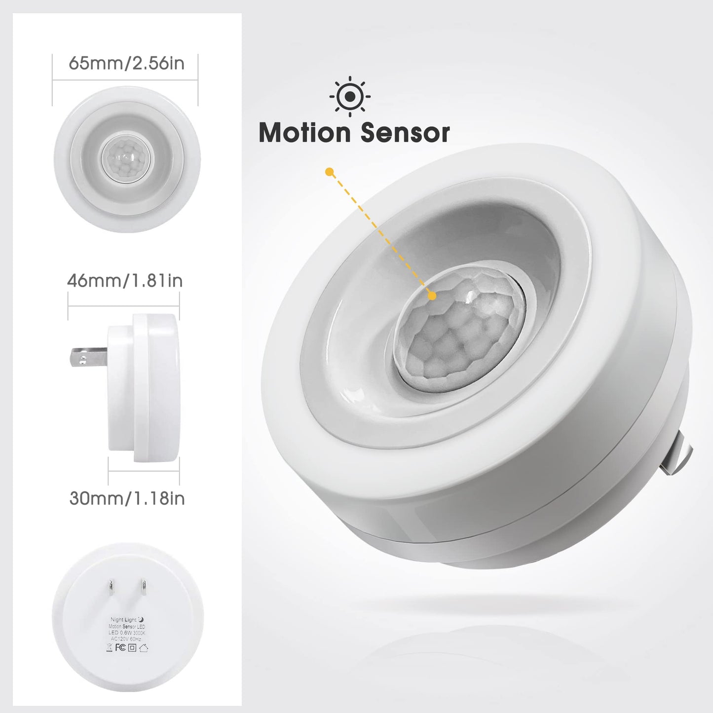 Briignite Motion Sensor Night Light, 2 Pack, Cool White, LED, Auto On/Off, Ideal for Kids, Bedroom, Bathroom