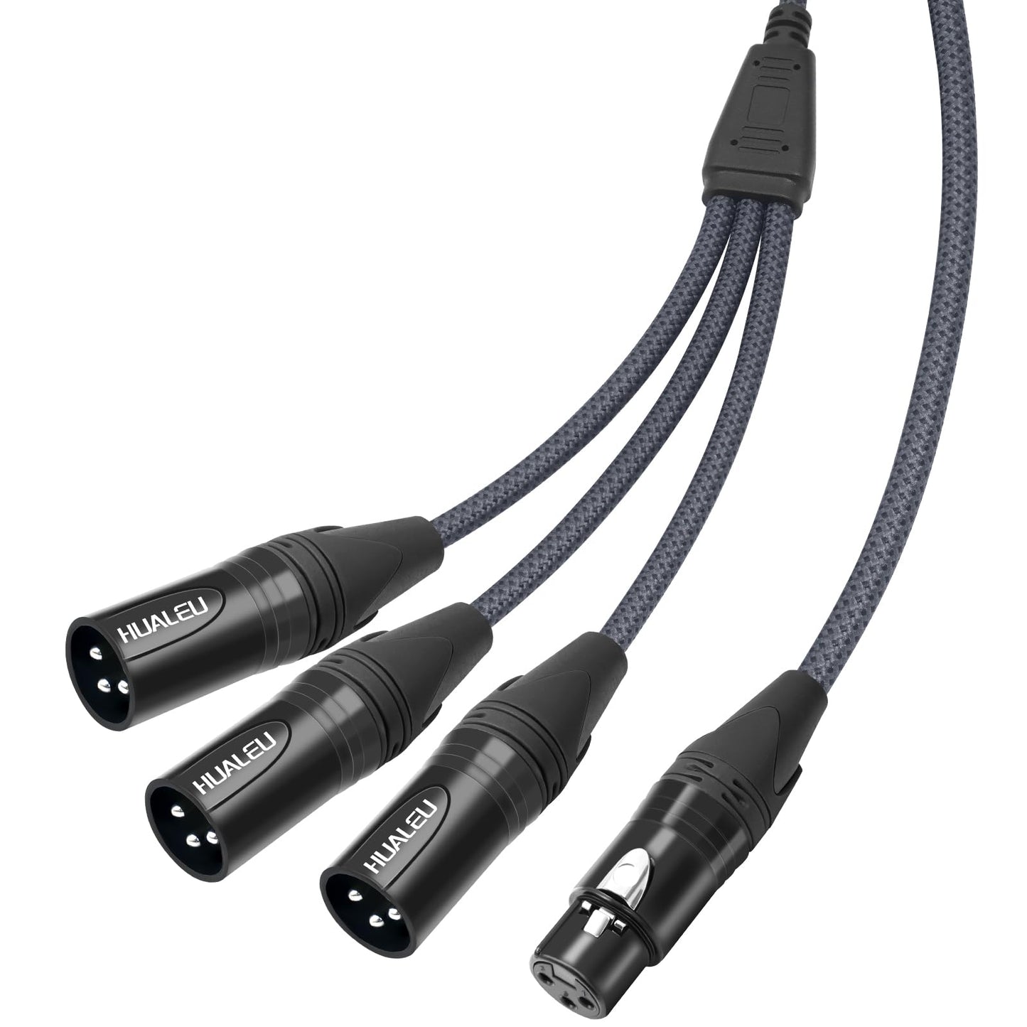 Hualeu 5Ft Xlr 1 Female To 3 Male Y Splitter Cable,3 Way Xlr Splitter Balance 1 Female To 3 Male Audio Cable For Mixer Microphon