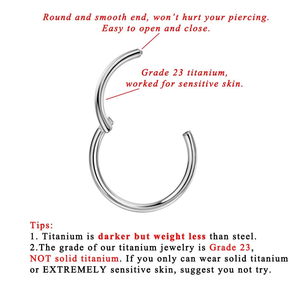 FANSING Titanium Nose Rings 20g Nose Hoop 5mm Piercing Hoop for Cartilage Helix Septum Jewelry 20 Gauge