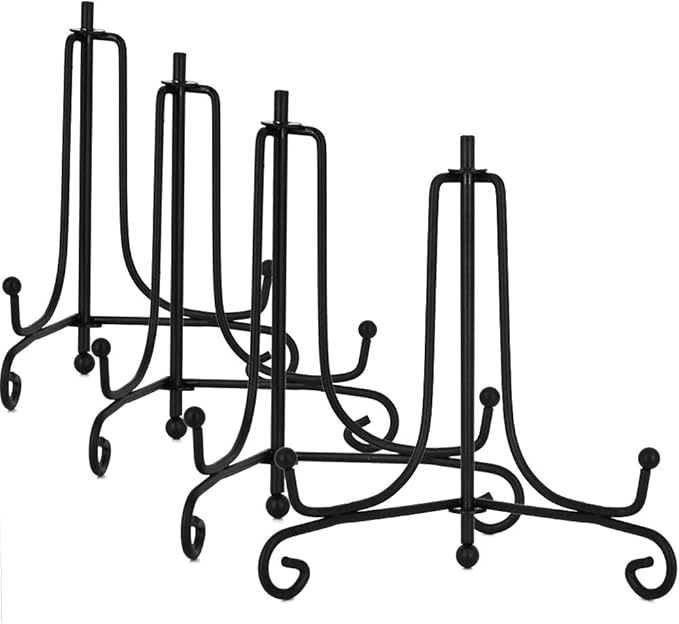 LIONWEI LIONWELI 4 Inch Black Iron Plate Stand Holder Easel Display Stand for Plate?Picture?Photo and More,4 pcs.