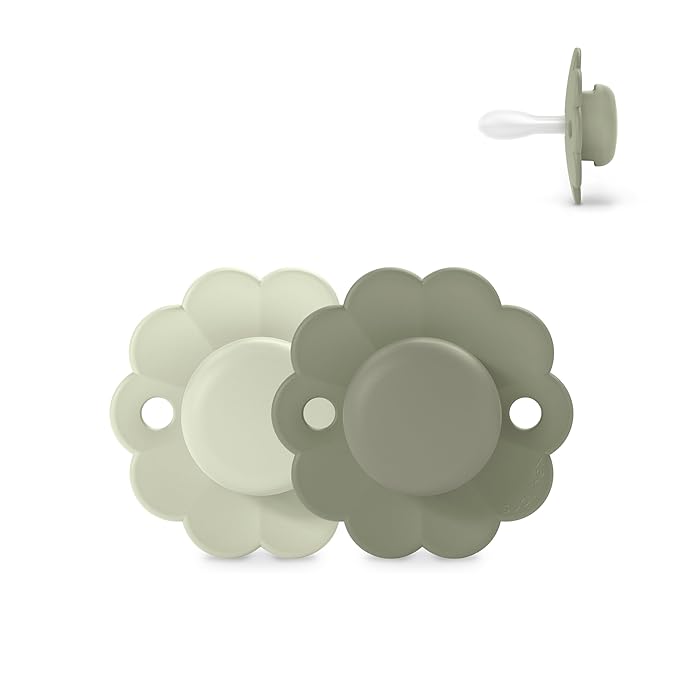Suavinex Wonder Baby Pacifier, SX Pro Silicone Nipple, Reversible, Non Irritating Shield Design, 2Pk Pacifiers 6-18 Months, Made in Europe,Aqua/Green