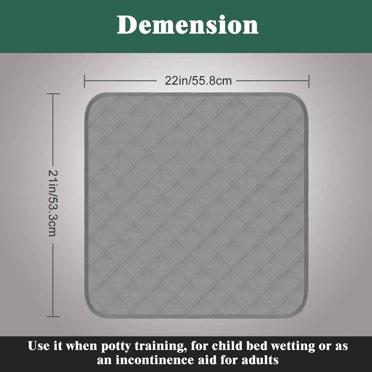 Waterproof Chair Pads for Incontinence 2Pcs Resuable Washable Seat Protector Pads for Incontinence for Senior Toddlers 22"X21" Black