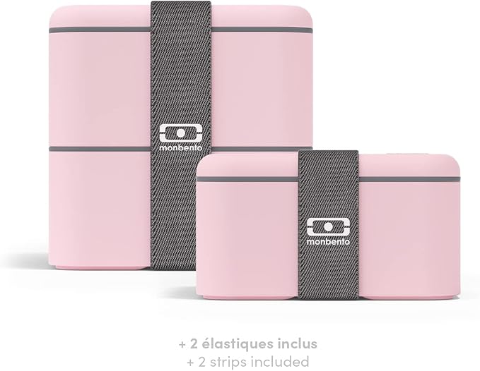 monbento - Large Bento Box MB Square Litchi with Compartments Made in France - Sustainable and Smart - Leakproof Lunch Box for Work and Meal Prep - BPA Free - Food Grade Safe - Pink