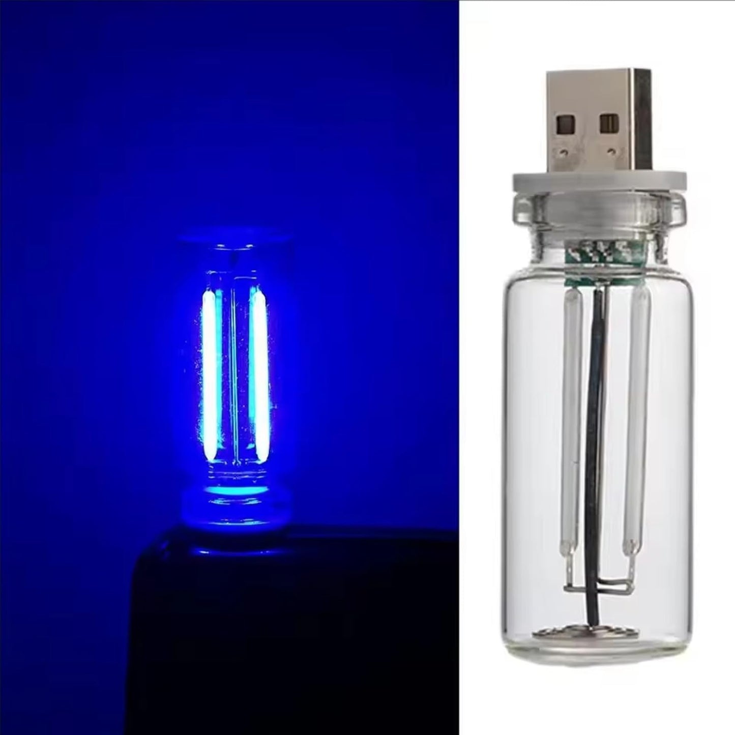 Usb Night Light  Ambient Lighting Car Led Light  Led Light Bulb With Flexible Neck Plug In Usb Automotive Night Light For Car (Blue)