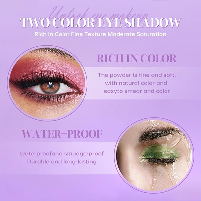 Dual-Color Pearl Eyeshadow Palette – High Pigment Shimmer Eyeshadow Duo, Nude & Nude Brown Shimmer Eye shadow , Silky Blendable Texture, Waterproof Long-Lasting Eye Makeup for Daily & Glam Looks 01#