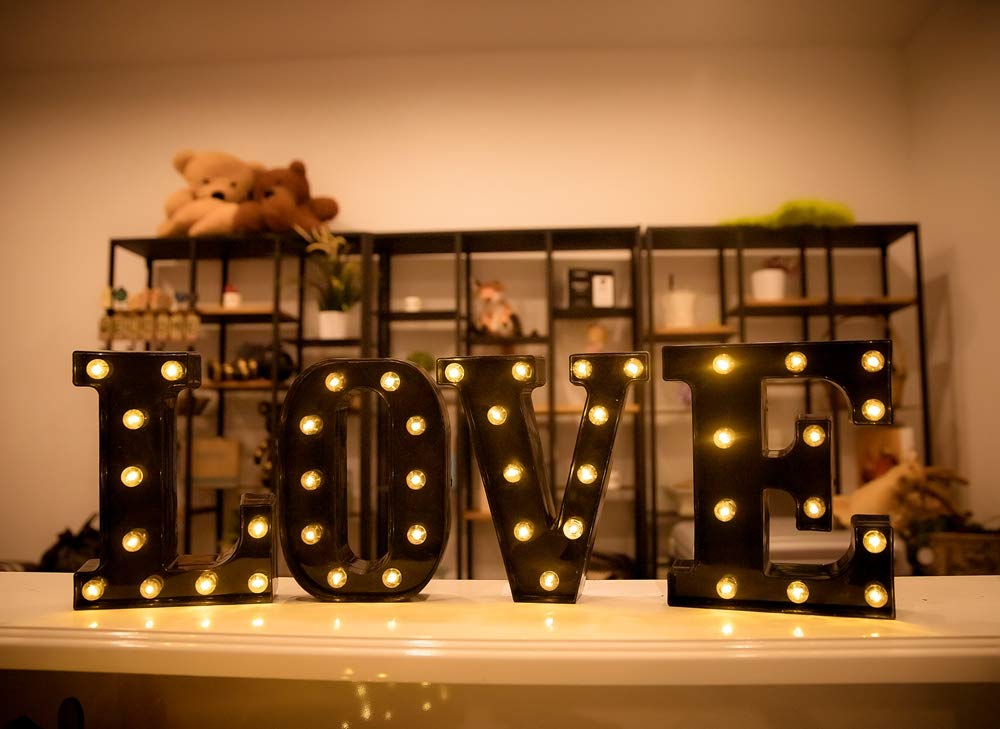 Foaky LED Marquee Number Lights Sign - Battery Powered Christmas Decoration - Black Plastic - Perfect for Weddings & Parties