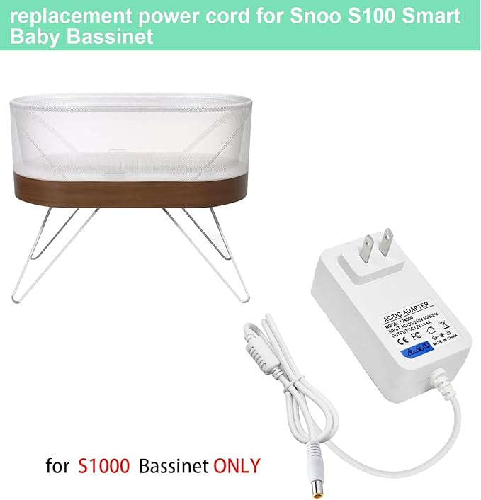 for Snoo Replacement Cord,12V 4A Snoo Power Cable S1000 Compatible with Snoo Model S1000 Happiest Baby Snoo Smart Sleeper Bassinet YLS06511F-120400 YLS06511F120400 83368703 4767SNXX100 Charger