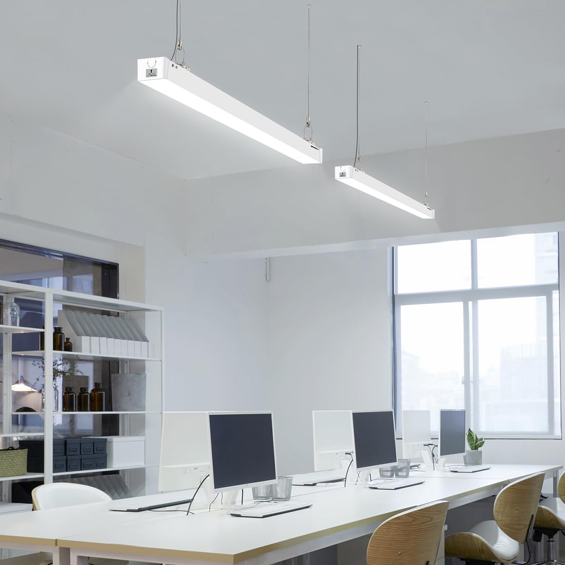 Dakason 4Ft Linkable Led Linear Light  50W/40W/30W  3000K/4000K/5000K Cct Selectable  Commercial Linear Lighting Fixture For Office  Dimmable Suspended/Flush Mount Light  White 1 Pack