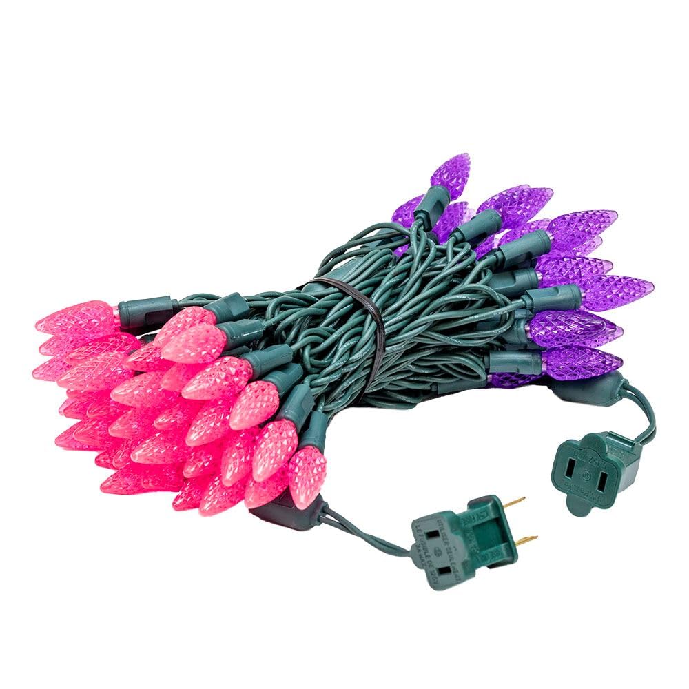 Novelty Lights 24Ft 70 Led C6 Led ValentineS Day String Lights  Outdoor Christmas Tree Commercial Grade Led String Lights  Permanent Christmas Lights Outdoor Tree Decorations Outdoor (Pink/Purple)