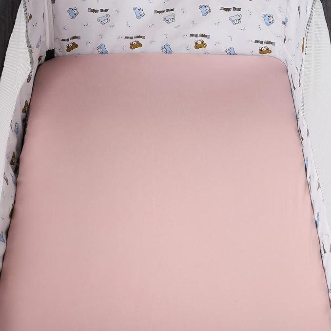 Bassinet Sheet Set 2 Pack Snug Fitted Cradle Fitted Sheets, Stretchy Ultra Soft, for Oval Rectangle Hourglass Bassinet Mattress, Unisex Boy Girl, Floral & Pink