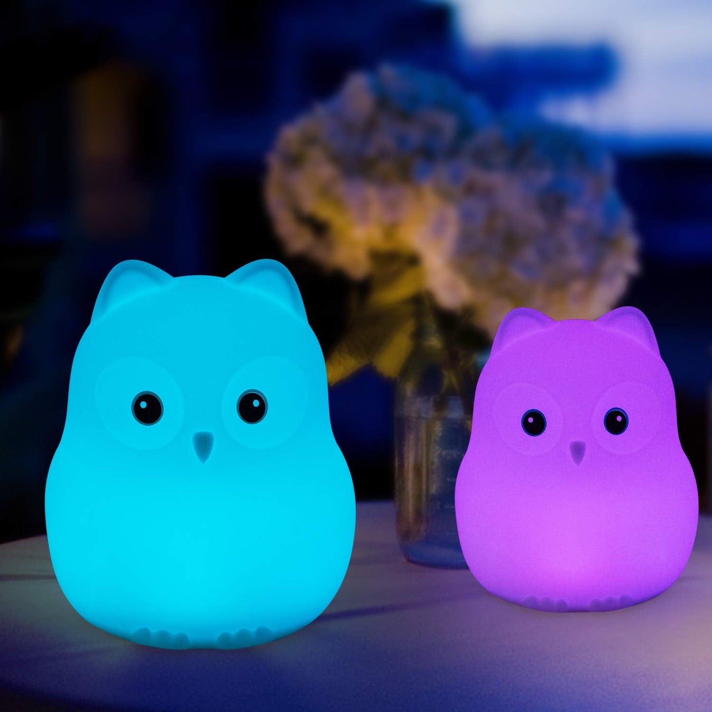 Tekemai Night Light for Kids, Adjustable Brightness & Color, Touch Control, Silicone, White, Model TC868-4