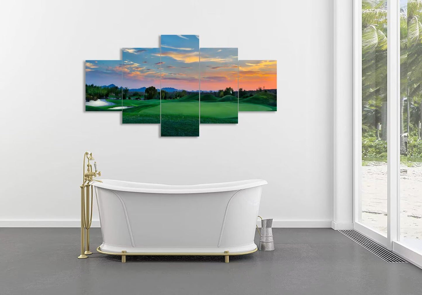 Arizona Scottsdale Golf Course Wall Art for Living Room Bedroom Bathroom - Sunset Arizona Scottsdale Landscape Pictures Posters Framed Artwork Canvas Prints Ready to Hang(60''W x 40''H)