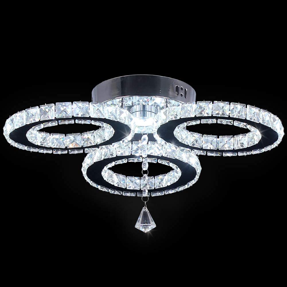 diisunbihuo LED Crystal Ceiling Light Chandelier 3 Rings 13x3.5 Inches Cool White Model B084H92X1Q