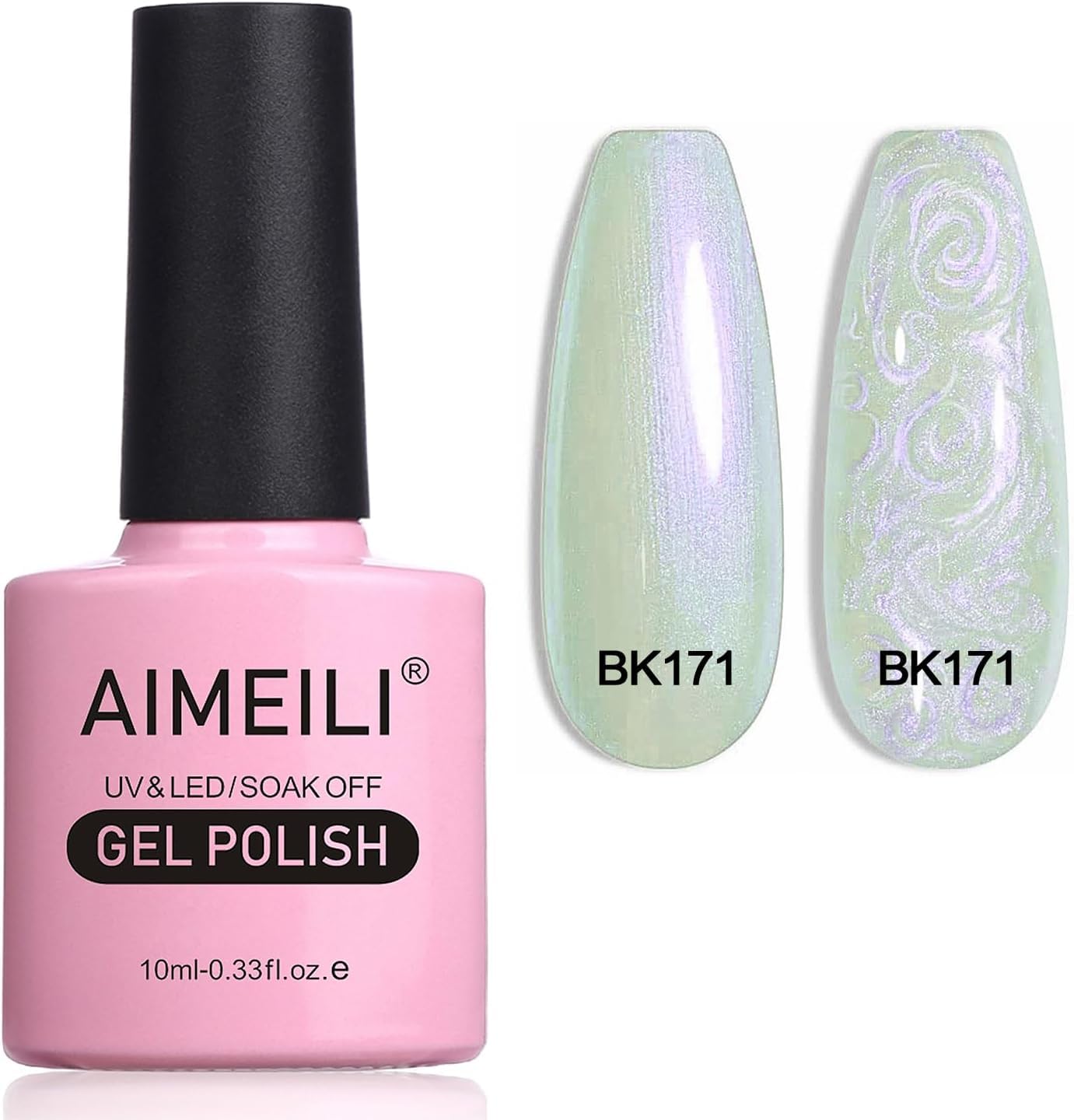 AIMEILI Hema Free Pearl Gel Nail Polish, Shimmer Mermaid Nail Gel Soak Off U V Gel Polish - (171) 10ml