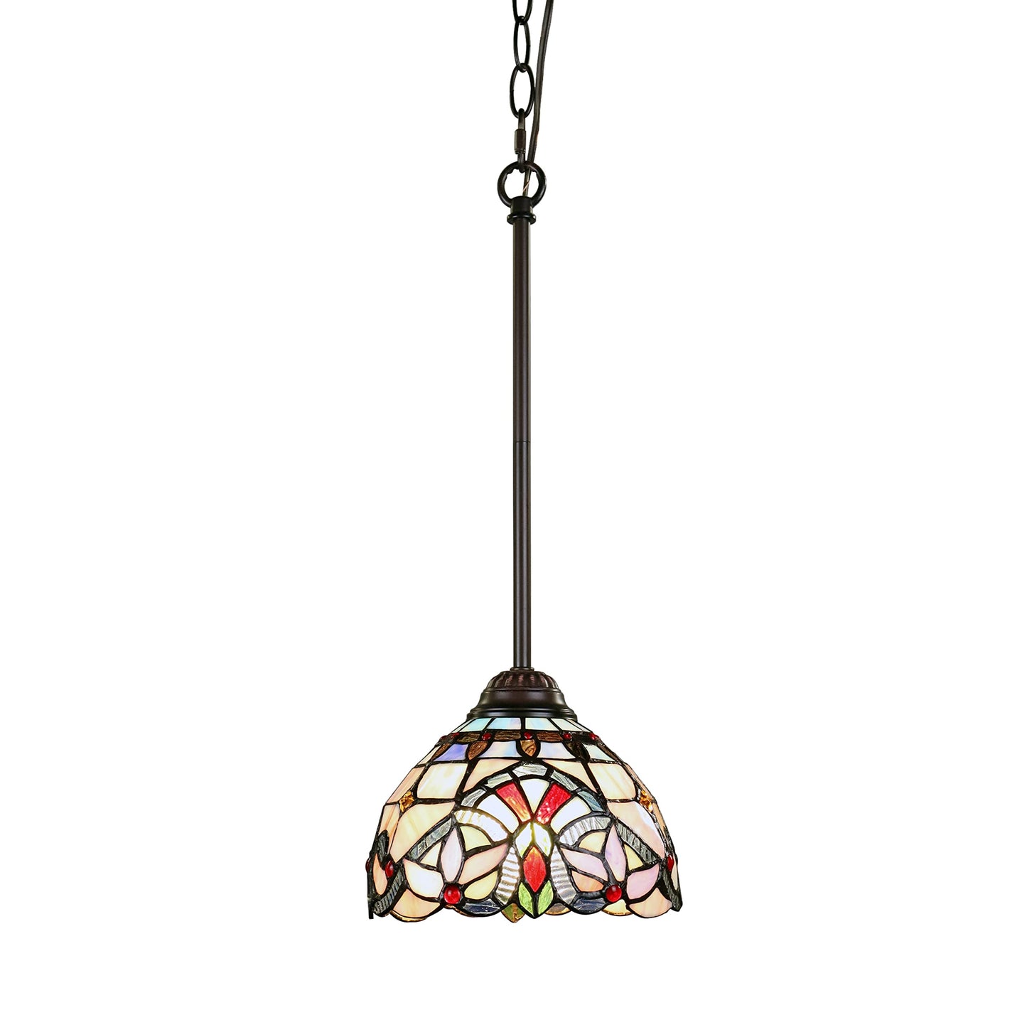 Chloe Lighting Mini Pendant, Victorian-Style, Dark Bronze, 1 Light, 8in Wide, Glass