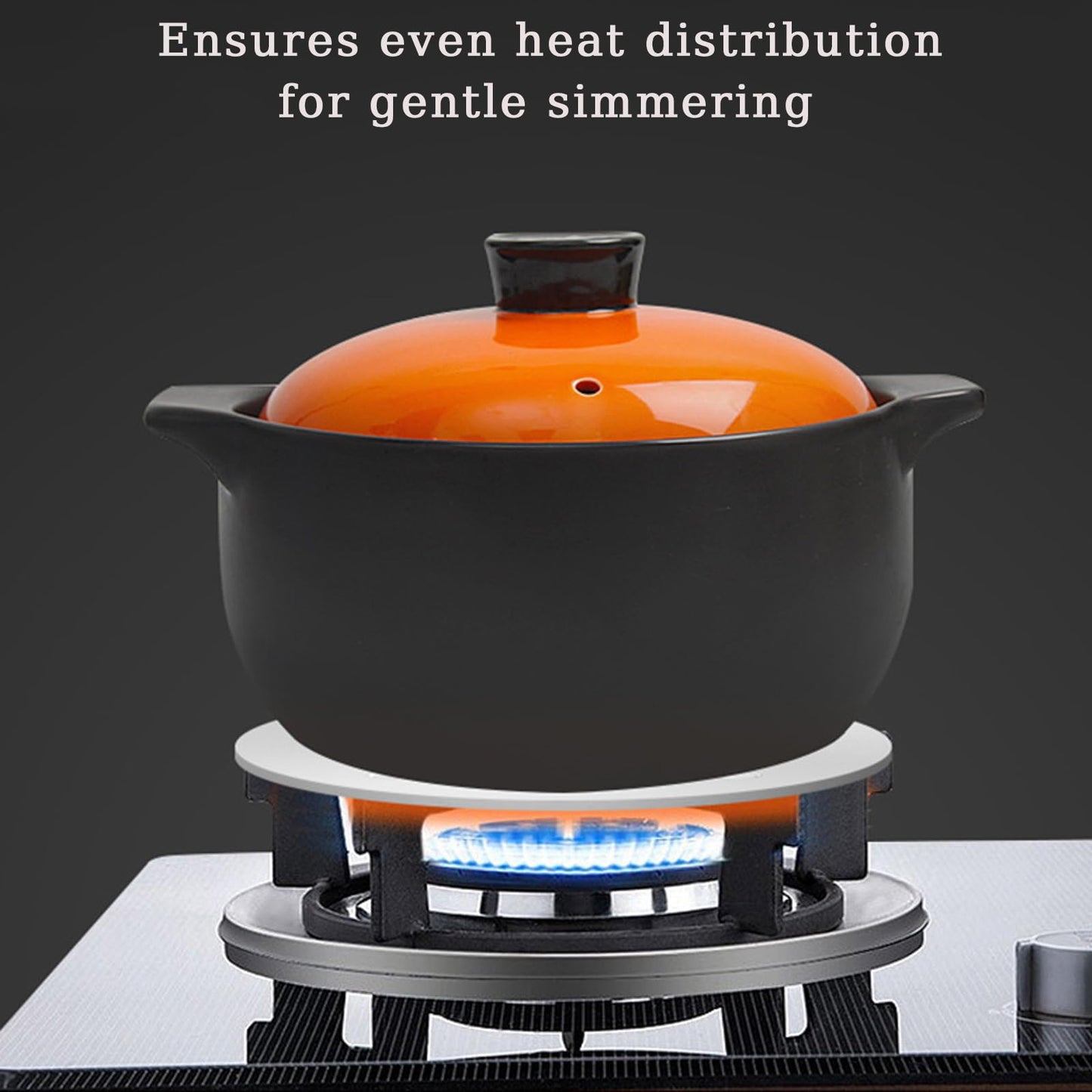 9.45Inch Heat Diffuser Plates for Gas Electric Stoves, Flygragon Stainless Steel Cooking Induction Adapter Plate for Glass Cooktop, Detachable Handle Induction Cooktop Converter Plate