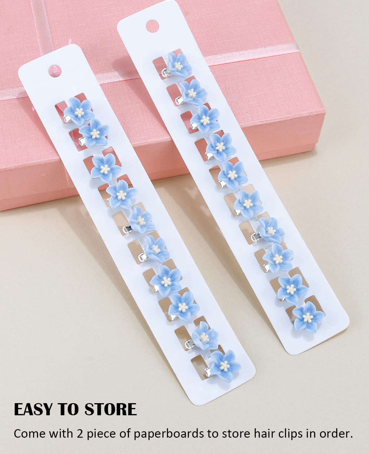 Wecoe Small Decorative Blue and Yellow Flower and Lily Hair Clips - 20 Pcs Cute Tiny Mini Accessories for Women, and Weddings