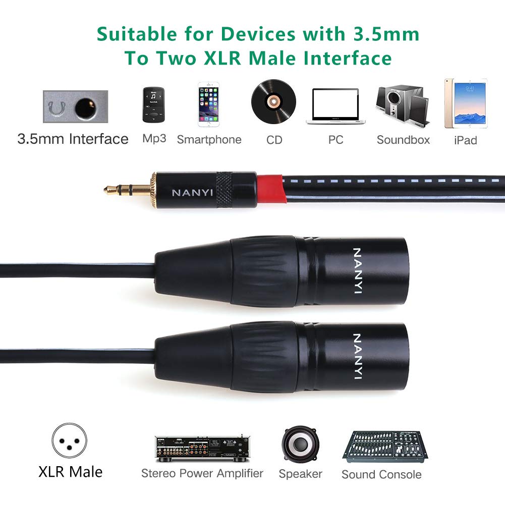 Nanyi Xlr 3.5Mm Male Splitter Cables, Trs Stereo Male To Two Xlr Male Interconnect Audio Microphone Cable, Y Splitter Adapter Ca