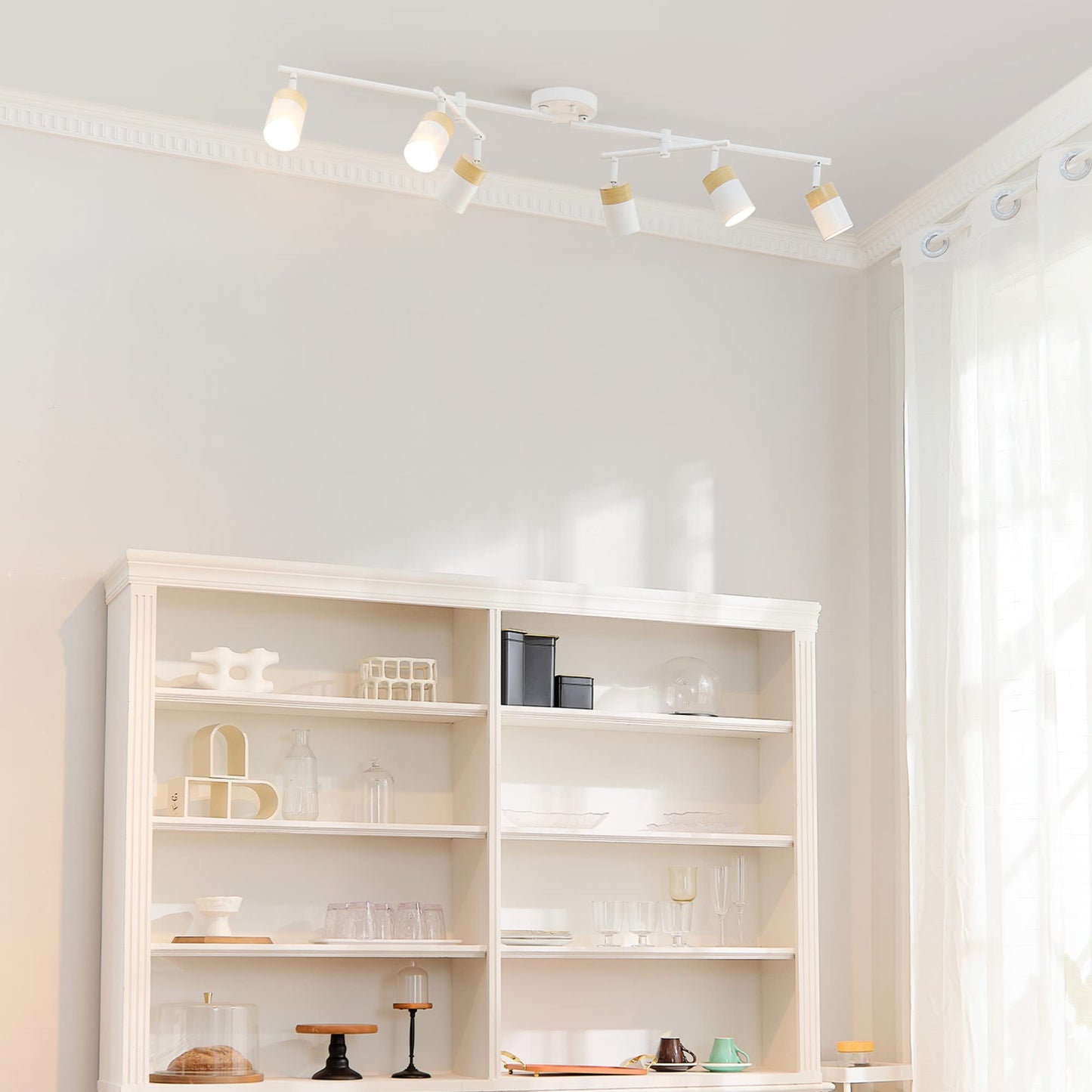 Globe Electric 64000055 42in 6-Light Track Lighting, Matte White, Metal, Pivot Shades, GU10 Sockets