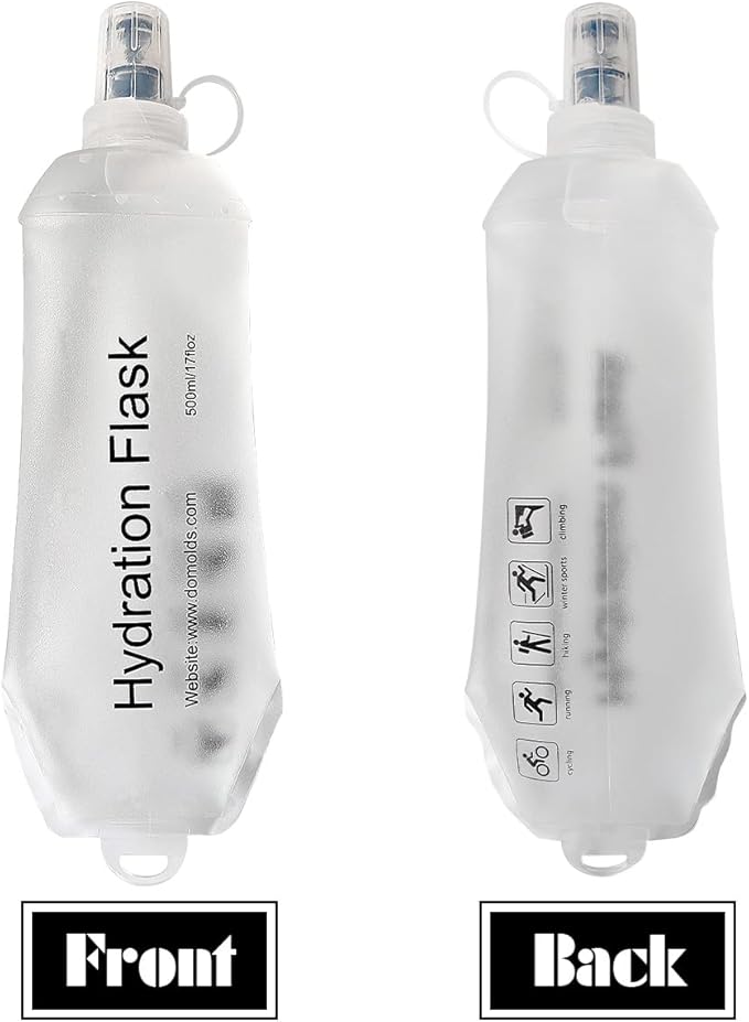 Transparent Frosted Texture Soft Flask, TPU Foldable Running Hydration Flask, for Hydration Packs/Running Vests-Running, Hiking, Cycling Folding Bottle-5 oz (150 ml)