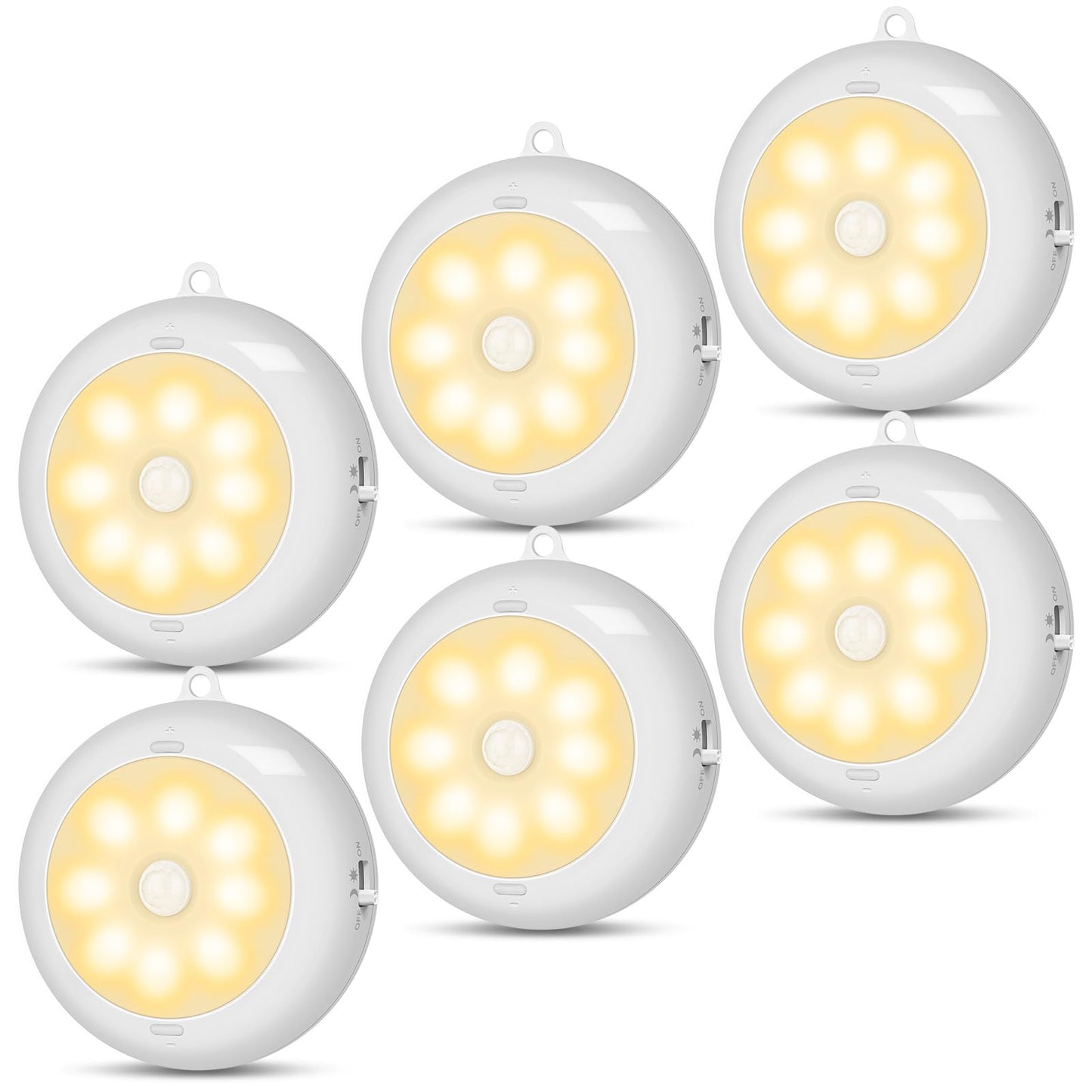 Reoshine Under Cabinet Lighting  Led Puck Lights Aa Battery Operated  Closet Lights Motion Sensored For Kitchen  Shelf  Dimmable & Magnetic  3000K Warm White (6 Pack)