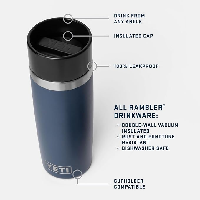 YETI Rambler 16 oz Travel Bottle, Stainless Steel, Vacuum Insulated with Leakproof Commuter Cap, White