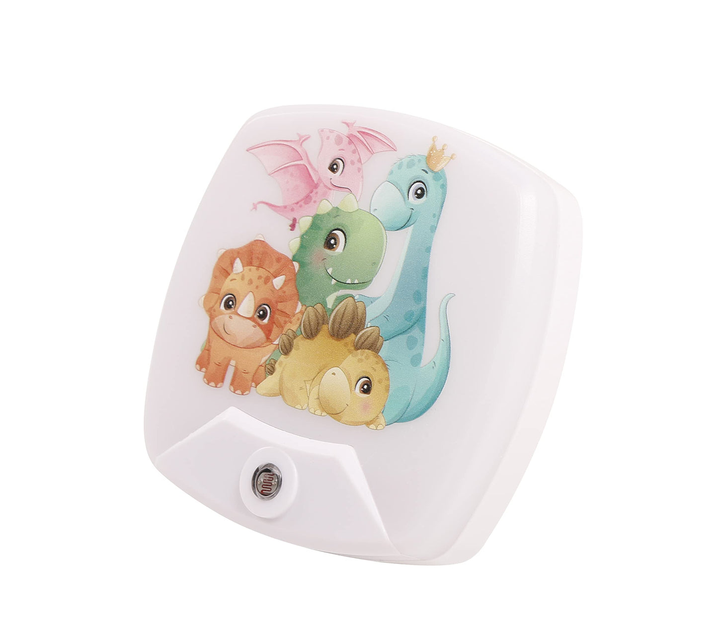 Omeet 2 Pack Cartoon Dinosaur LED Night Light - Auto Sensor Wall Lamp for Kids, Plastic, Model OMNLA0121A, Color Dinosaur A