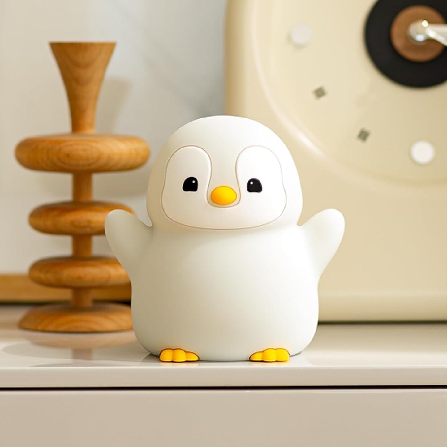 Yr Yrhh-Pet Cute Penguin Night Light  Led Squishy Xmas Penguin Lamp  Food Grade Silicone Dimmable Nightlight  Kids Gray Penguins Light  Rechargeable Light Up Penguins Gifts  Kids Room College Decor