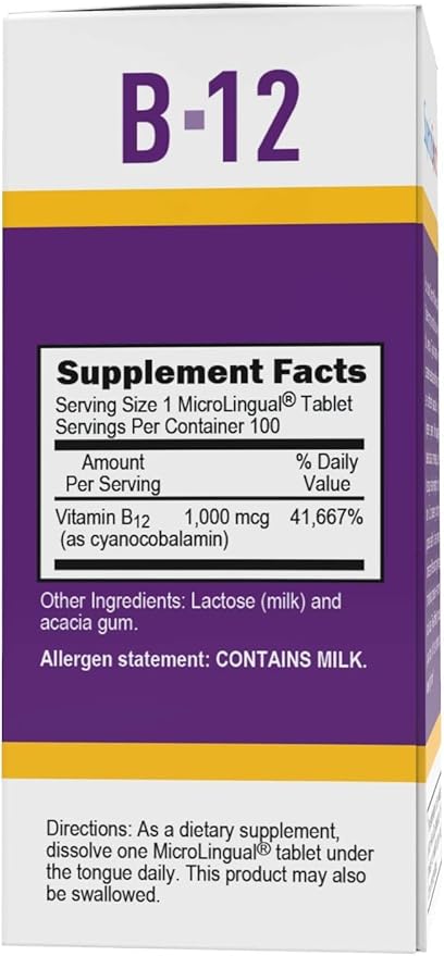 Superior Source No Shot Vitamin B-12 Cyanocobalamin 1000 mcg - Vitamin B-12 to Support Energy Production, Brain Health & Overall Wellness - Sublingual Tablets - 100 Dissolvable Tablets