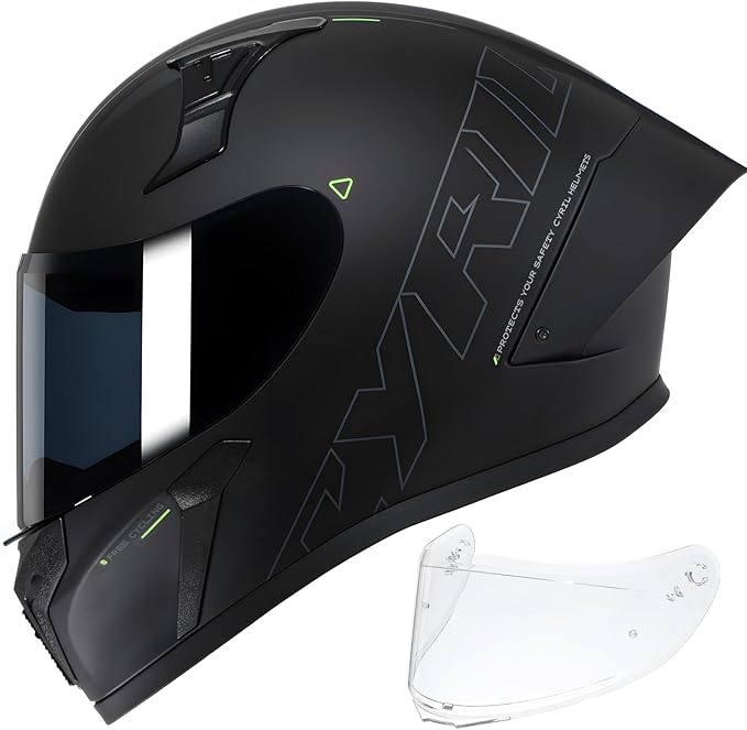 CYRIL Full Face Motorcycle Helmets for Adults Men & Women with Tinted and Clear Visor Meet Dot Approved