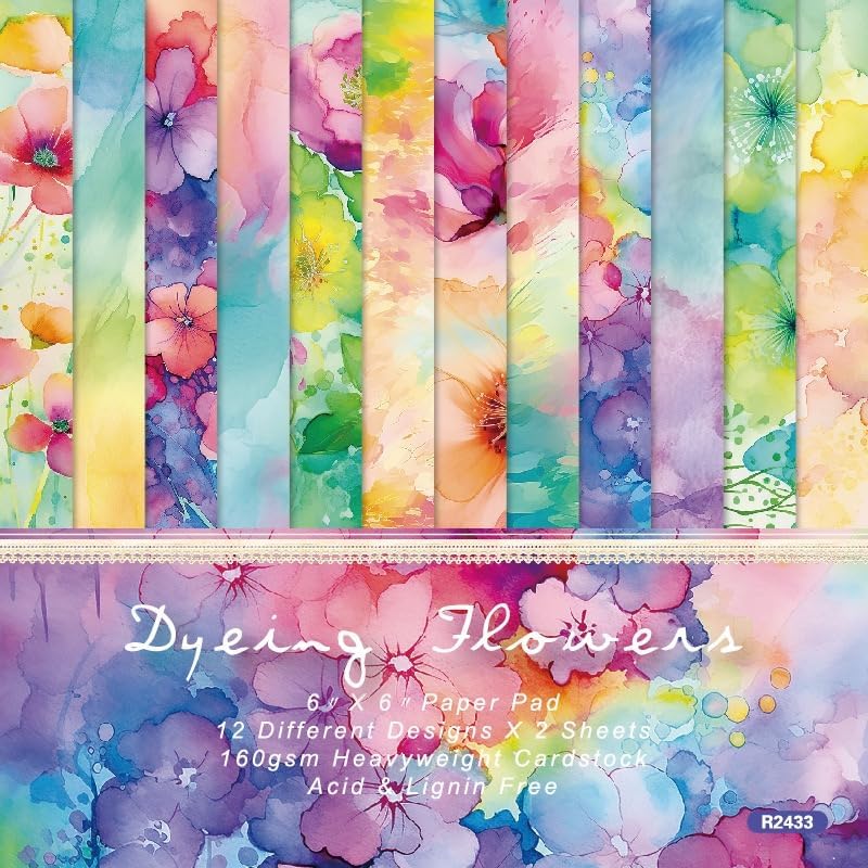 Vintage Scrapbook Paper Pad Floral Patterned Paper 6×6,24 Sheets Single-Sided Flower Scrapbooking CardStock Papers Pad for Holiday Cardmaking DIY Origami Decorative Craft Papers.
