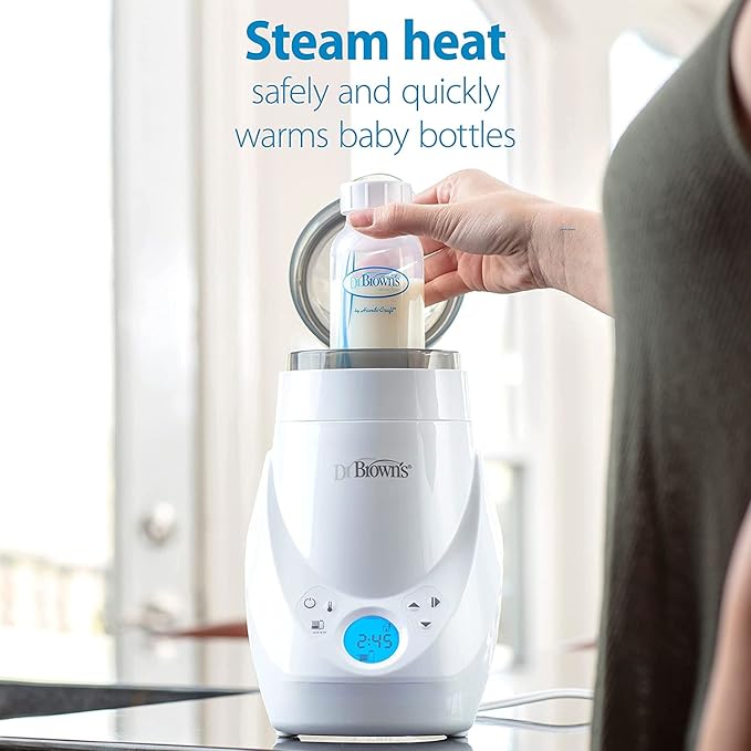 Dr. Brown’s Deluxe Baby Bottle Warmer and Sterilizer for Bottles and Baby Food Jars with Anti-Colic Options+ Narrow Baby Bottles 8 oz/250 mL, Level 1 Slow Flow Nipple, 4 Pack, 0m+, Pink Floral