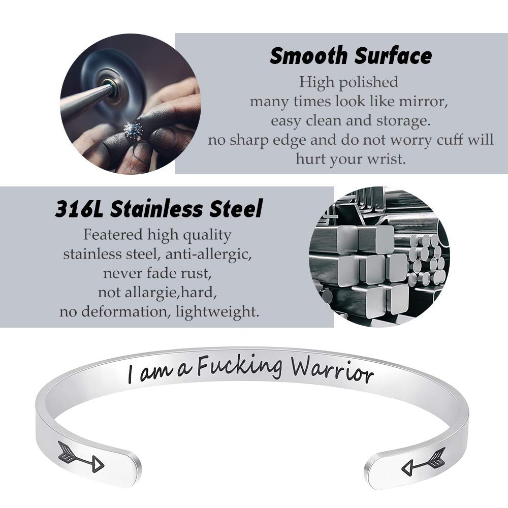 Fesciory Inspirational Bracelets for Women,Stainless Steel Engraved Personalized Positive Unique Cuff Relationship College Gradu