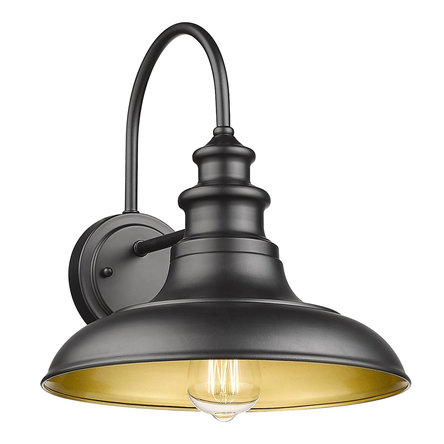 Diyel Gooseneck Outdoor Barn Light Fixture Black Iron Wall Sconce, Model RZ004BK-1, 11-RZ004-1PACK