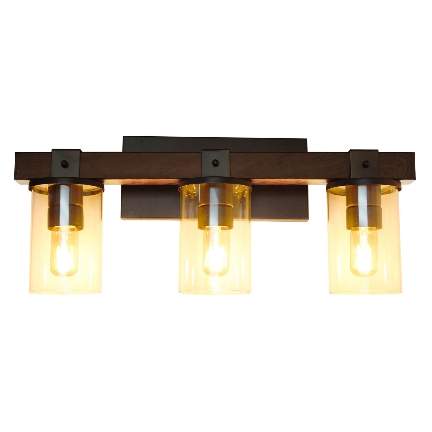 Elegant Designs VT1009-BWN Industrial Rustic Lantern 3-Light Bath Vanity, Metal, Brown, 22.25inL x 9.5inW x 5.5inH