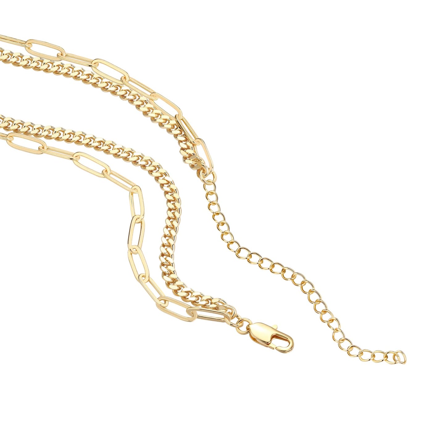 PAVOI Womens 14K Gold Plated Yellow Gold Double Chain Lock Style Necklace