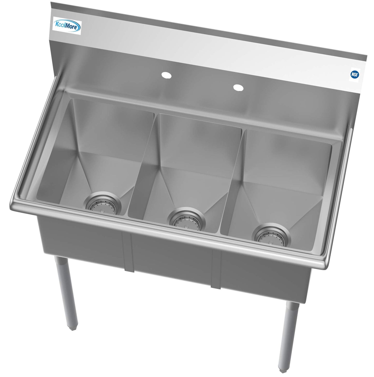KoolMore 36" 3 Compartment Stainless Steel Triple Bowl NSF Commercial Kitchen Sink - Bowl Size 10" x 14" x 10"