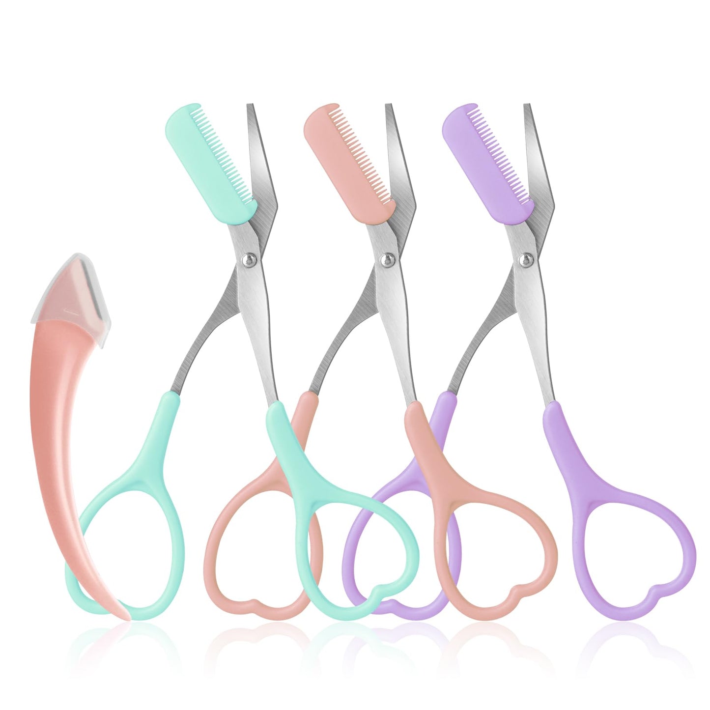 Eyebrow Scissors with Eyebrow Razor,Eyebrow Trimmer with Comb,Non Slip Finger Grips Trimmer Eyebrow Scissors, Hair Removal Beaut