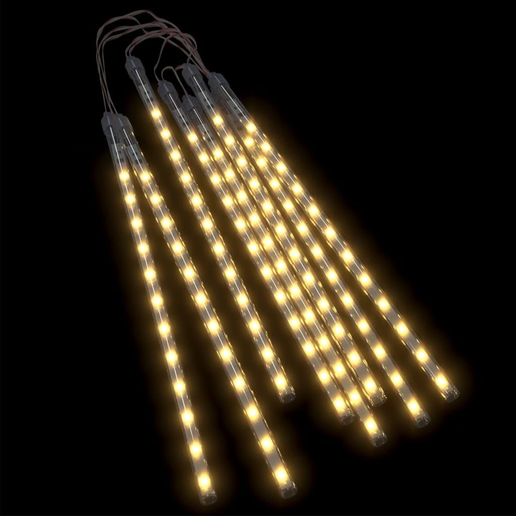 vidaXL Meteor Lights, 8 Pcs with 192 Warm White LEDs, Water-Resistant Plastic, 11.8in Tubes, Model 328544, Indoor/Outdoor Use