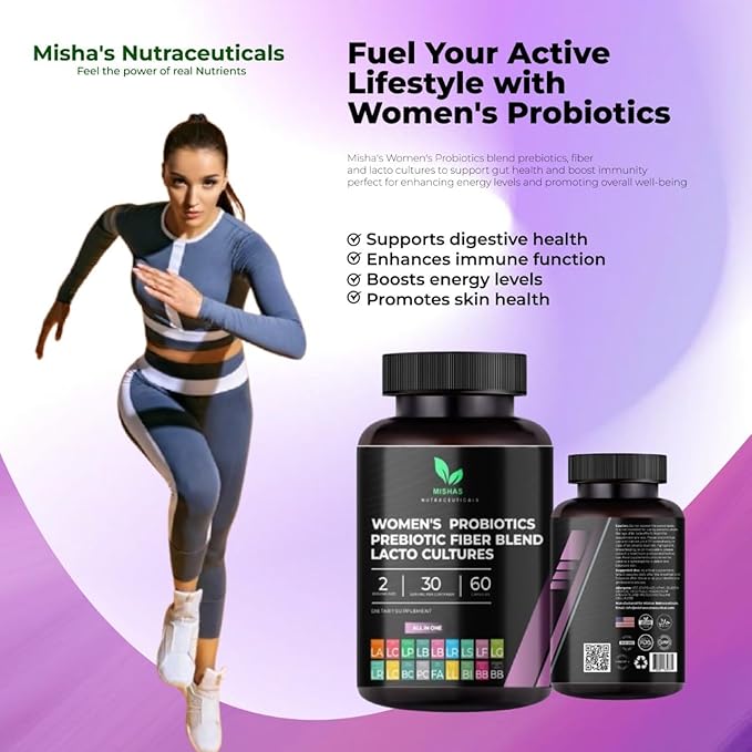 Nutraceuticals Probiotics for Women, 50 Billion CFU - 16 Probiotic Strains with Prebiotic – Supports Vaginal Health, Gut Health and Immune System - Feminine Supplement – 60 Capsules