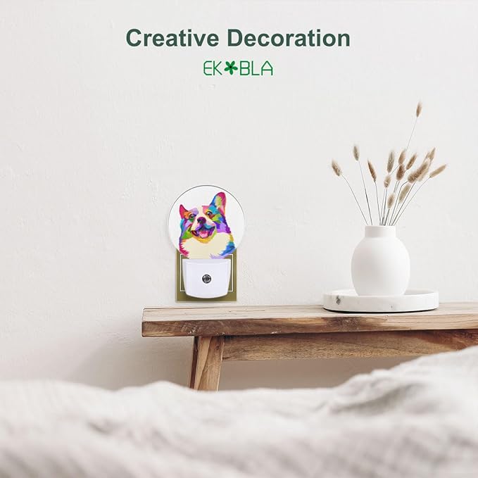EKOBLA Dog Night Lights Plug into Wall Cute Dog Puppy Animal Plug-in Nightlights Auto Sensor LED Dusk to Dawn Light for Home Indoor Bathroom Hallway Kitchen