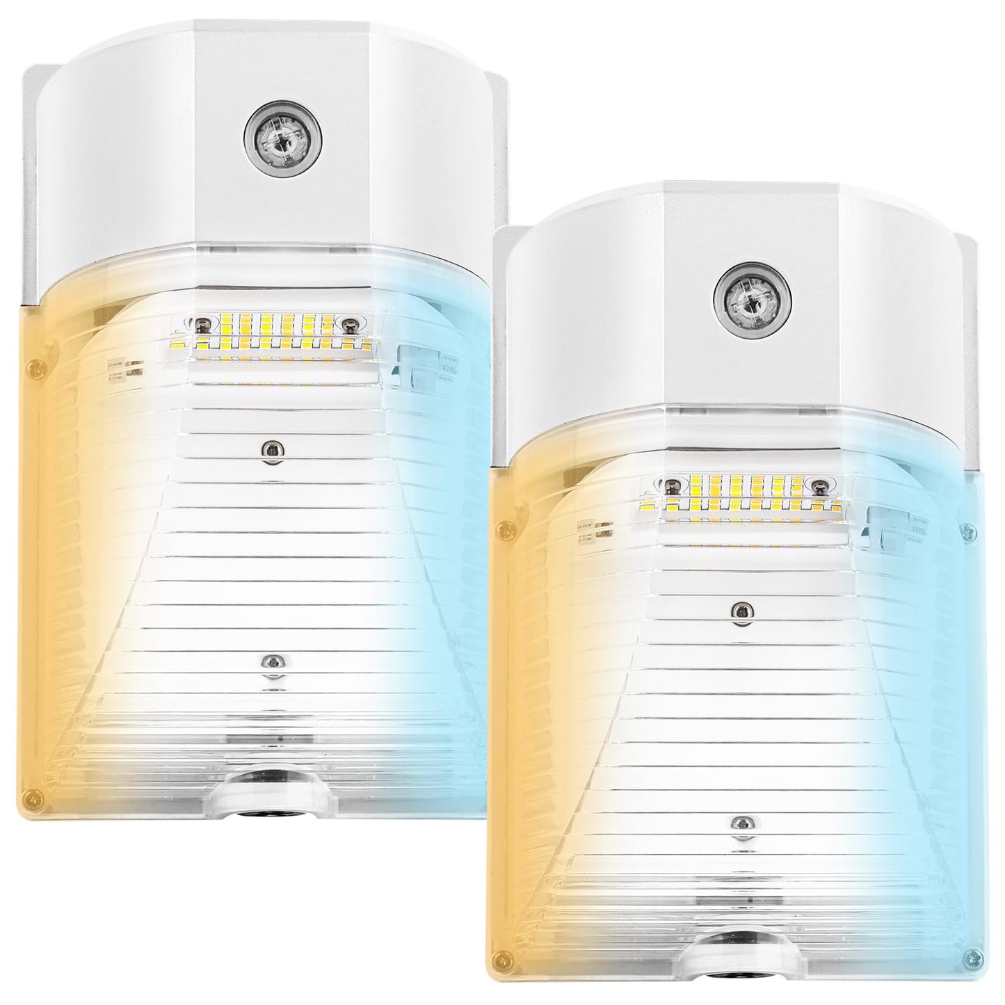 CINOTON LED Wall Pack Light 26W with Dusk to Dawn Sensor, 3CCT, IP65 Waterproof, 2 Pack, White, Model ML-WPA-26W