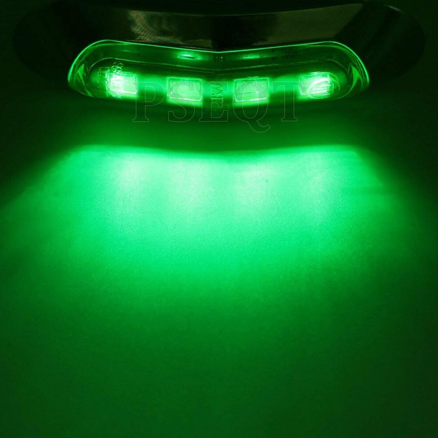 PSEQT Marine LED Lights - Waterproof Interior Deck Light, 3.8in x1.29in x0.78in , Green, 12V/24V, Polycarbonate Lens, Chrome