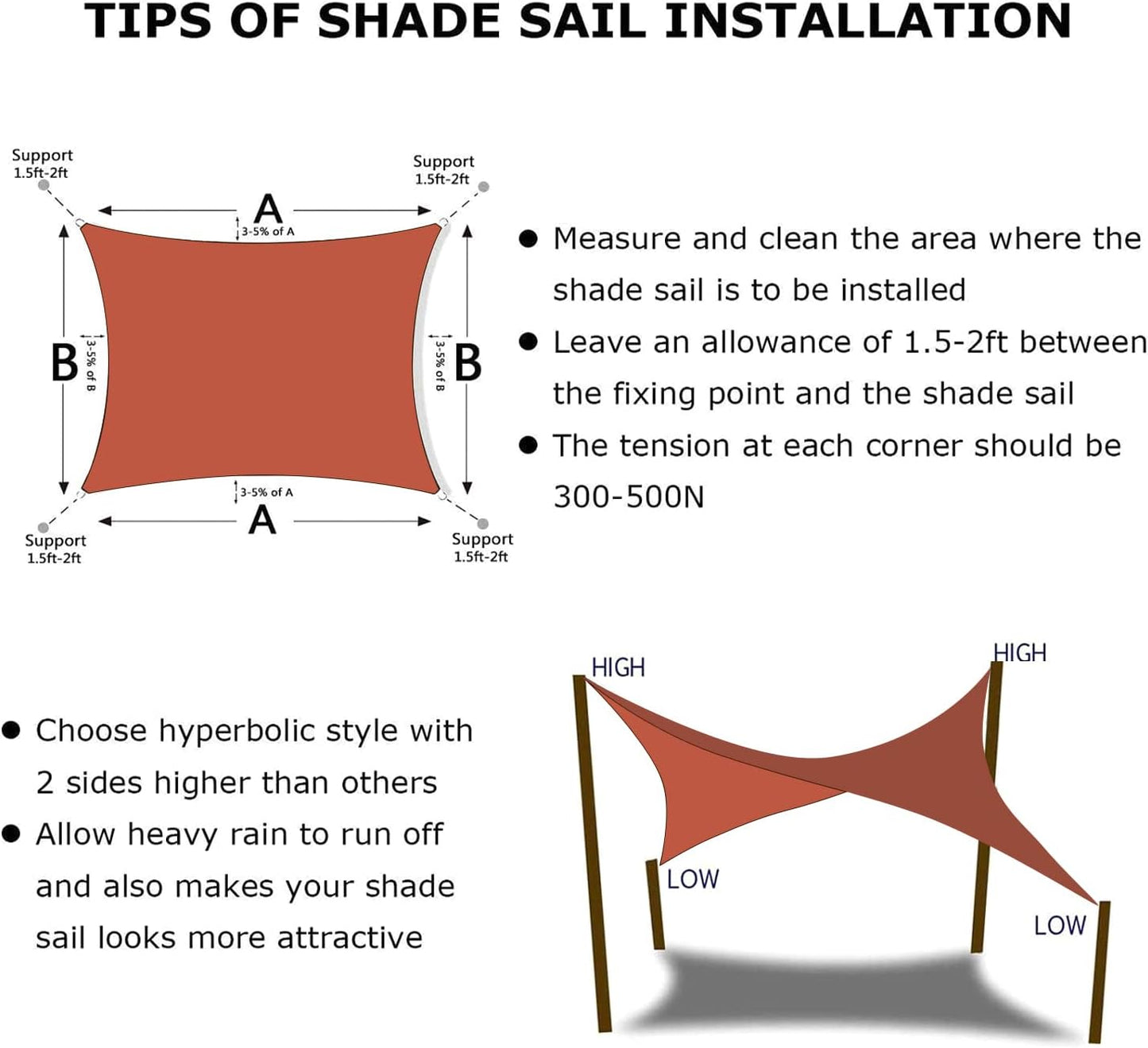 KANAGAWA 7'X9' Rust Red Custom Size Sun Shade Sail Rectangle UV Block Canopy Cover for Patio Backyard Lawn Garden Outdoor (Customized Available)