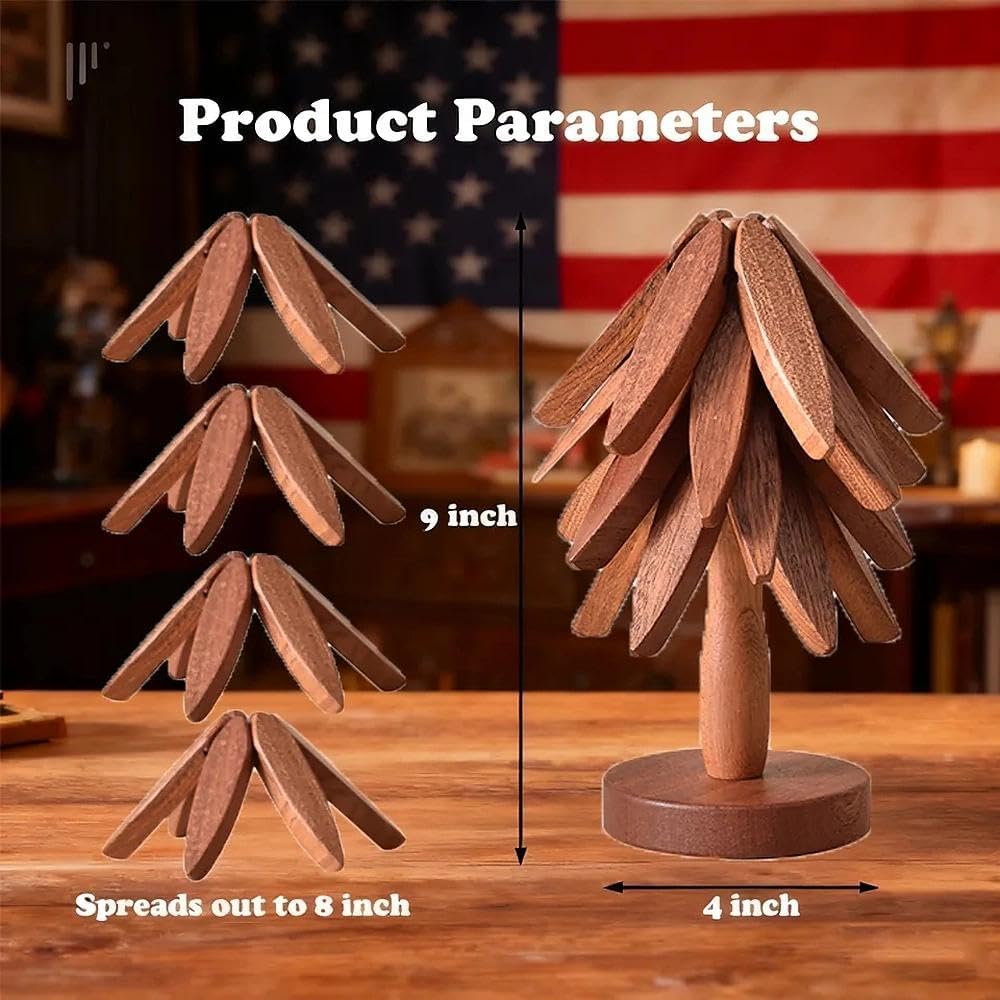 4 Wooden Trivets for Hot Dishes,Christmas Tree Trivet Table Mat Set,Wooden Treevet Tree Coasters for Hot Pots and Pans Christmas Decorations Gift for Women