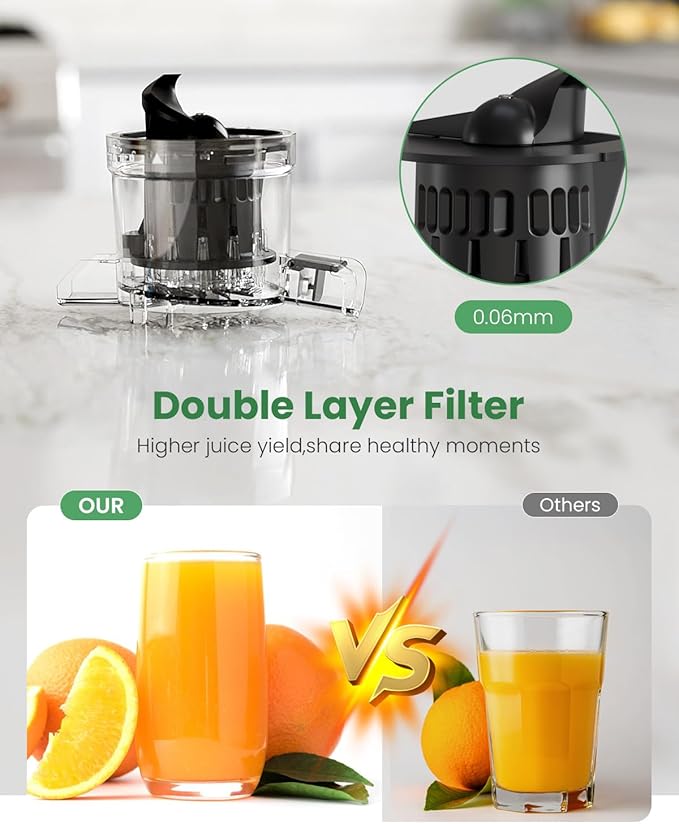 Kismile Cold Press Juicer Machine with Touch Control & 3 Modes, 4.35” Wide Feed Chute Slow Juicer for Whole Fruits & Vegetables, Stainless Steel Juicer Press, Easy to Clean, High Juice Yield for Home