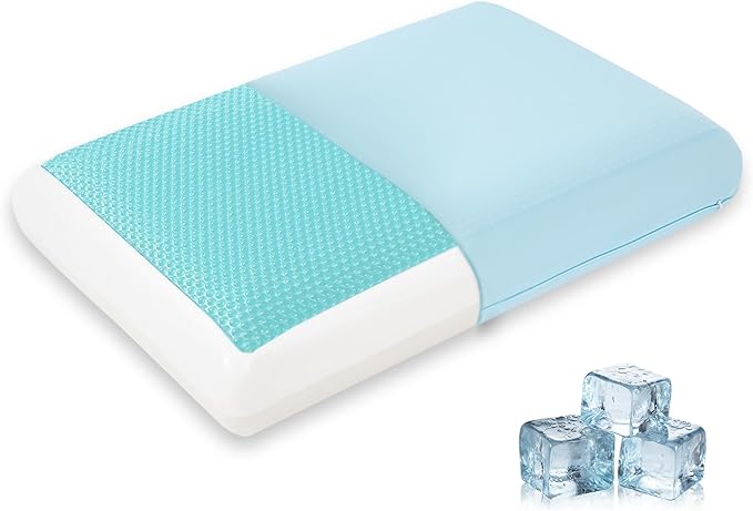 Cooling Pillow for Sleeping, Gel Memory Foam Pillow with Reversible Cover, Neck Support for Side, Back and Stomach Sleeper...