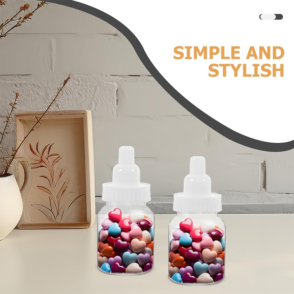 VOSAREA 20PCS Baby Mini Milk Bottle Baby Shower Party Favor Bottle Baby Shower Fillable Feeding Bottle Candy Box Small Plastic Candy Bottle DIY for Boy Girl Newborn Party Decor
